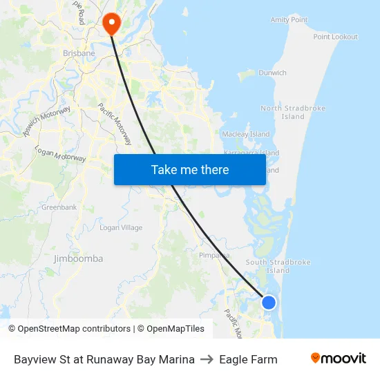 Bayview St at Runaway Bay Marina to Eagle Farm map
