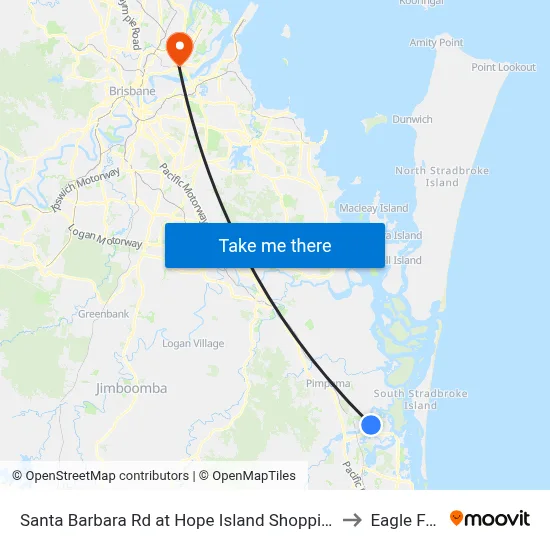 Santa Barbara Rd at Hope Island Shopping Centre to Eagle Farm map