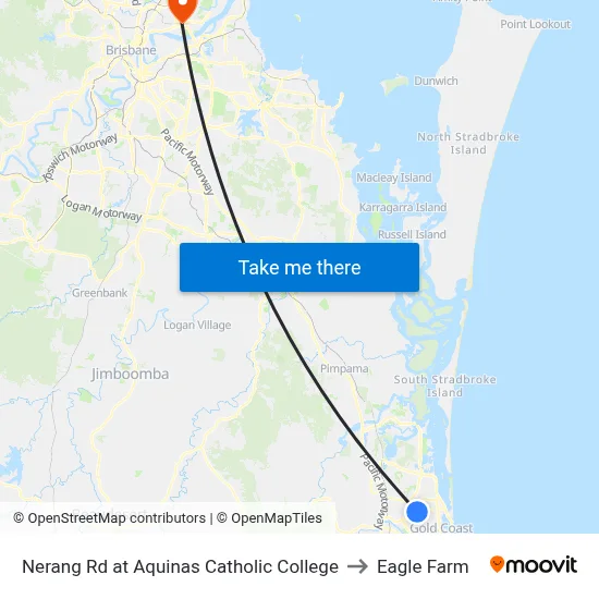 Nerang Rd at Aquinas Catholic College to Eagle Farm map