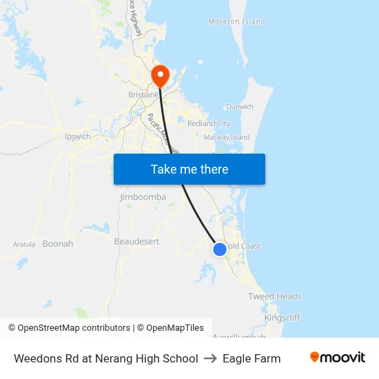 Weedons Rd at Nerang High School to Eagle Farm map