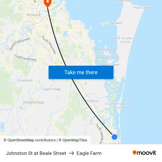 Johnston St at Beale Street to Eagle Farm map