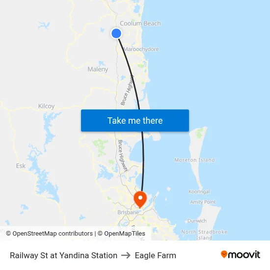 Railway St at Yandina Station to Eagle Farm map