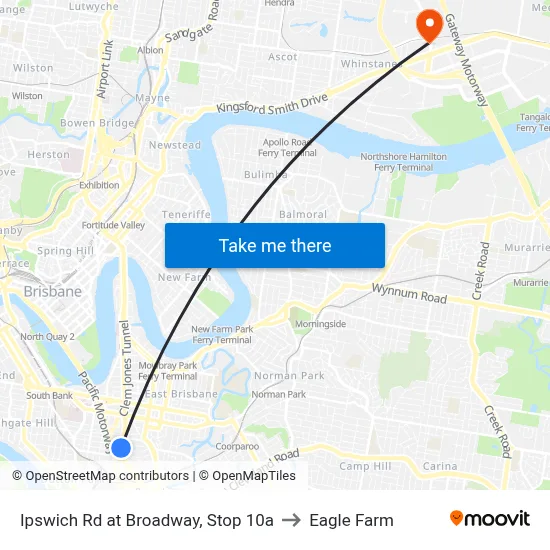 Ipswich Rd at Broadway, Stop 10a to Eagle Farm map
