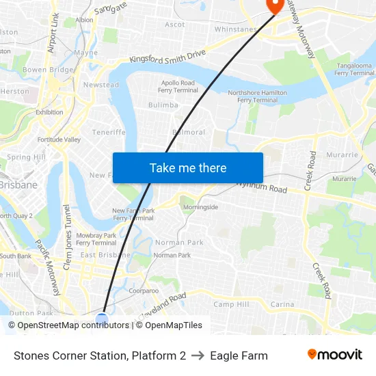 Stones Corner Station, Platform 2 to Eagle Farm map
