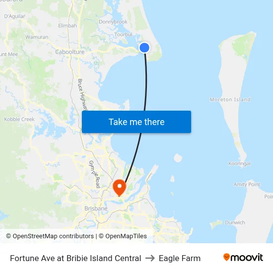 Fortune Ave at Bribie Island Central to Eagle Farm map