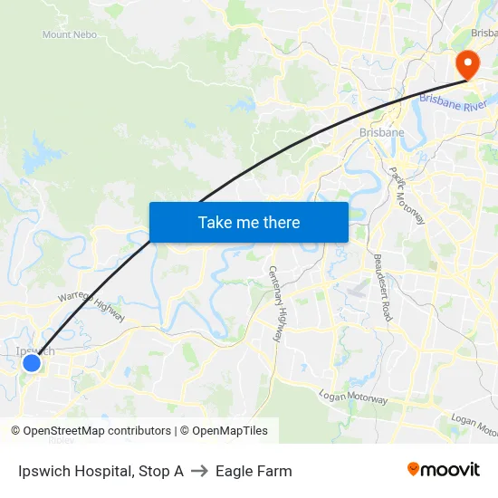 Ipswich Hospital, Stop A to Eagle Farm map