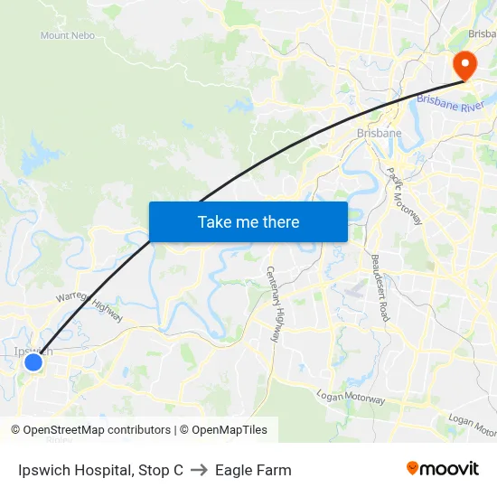 Ipswich Hospital, Stop C to Eagle Farm map