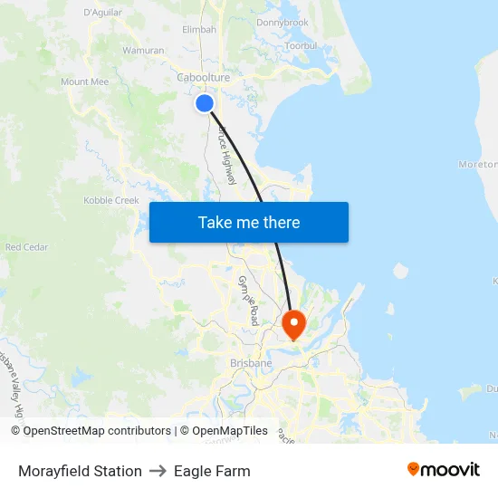 Morayfield Station to Eagle Farm map