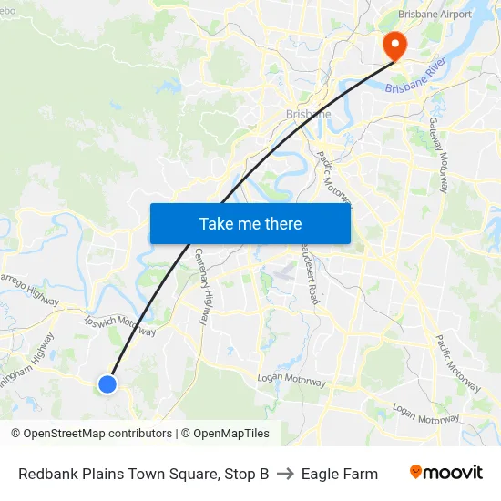 Redbank Plains Town Square, Stop B to Eagle Farm map