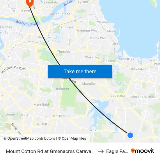 Mount Cotton Rd at Greenacres Caravan Park to Eagle Farm map