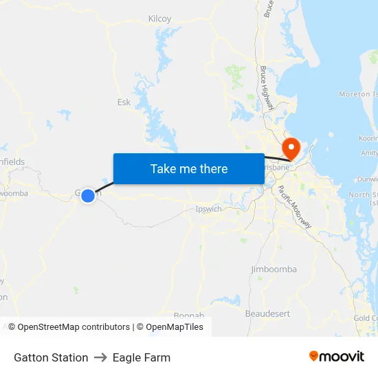 Gatton Station to Eagle Farm map