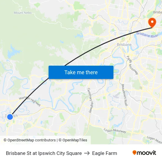 Brisbane St at Ipswich City Square to Eagle Farm map