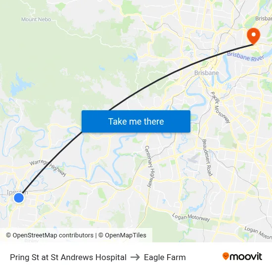 Pring St at St Andrews Hospital to Eagle Farm map