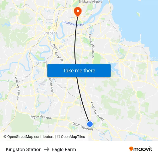 Kingston Station to Eagle Farm map