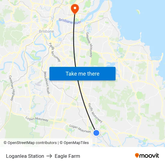 Loganlea Station to Eagle Farm map