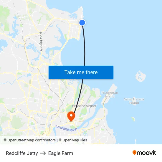 Redcliffe Jetty to Eagle Farm map
