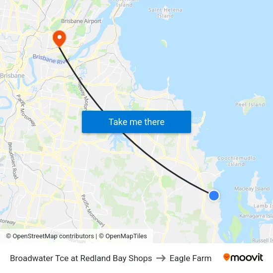 Broadwater Tce at Redland Bay Shops to Eagle Farm map