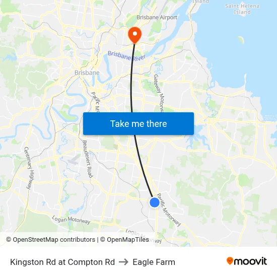 Kingston Rd at Compton Rd to Eagle Farm map
