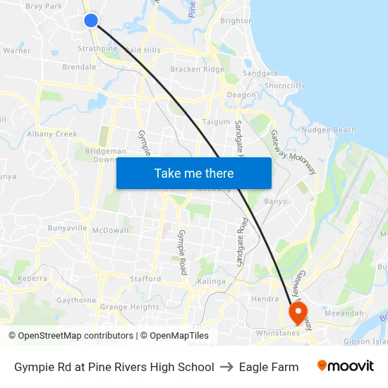 Gympie Rd at Pine Rivers High School to Eagle Farm map