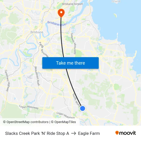 Slacks Creek Park 'N' Ride Stop A to Eagle Farm map