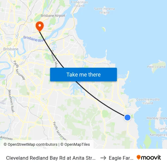 Cleveland Redland Bay Rd at Anita Street to Eagle Farm map
