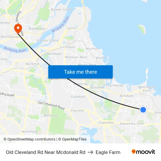 Old Cleveland Rd Near Mcdonald Rd to Eagle Farm map