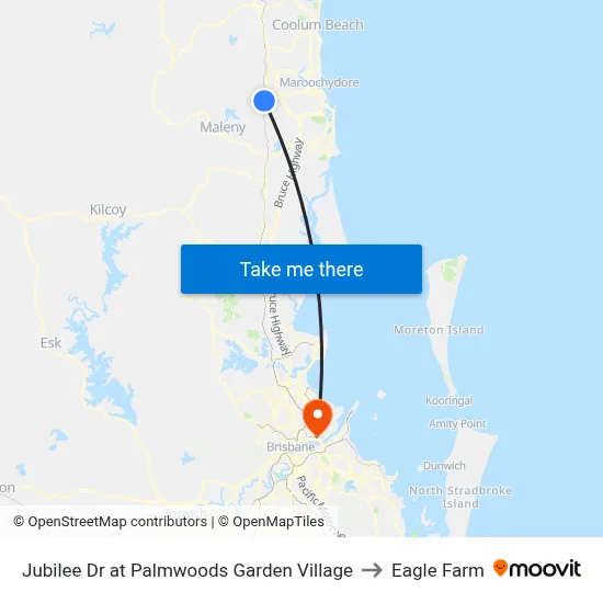 Jubilee Dr at Palmwoods Garden Village to Eagle Farm map