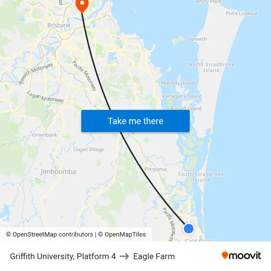 Griffith University, Platform 4 to Eagle Farm map