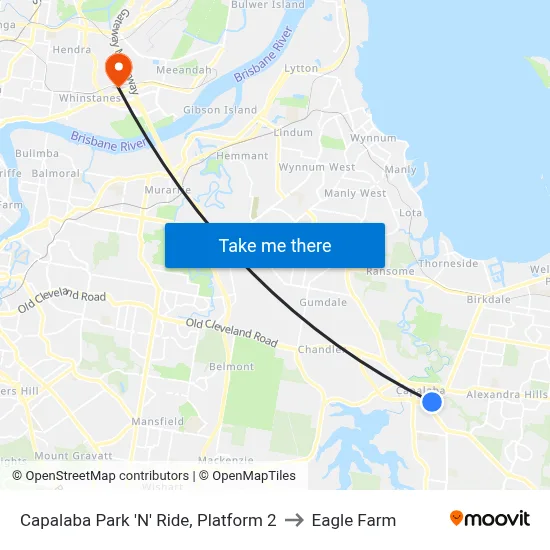 Capalaba Park 'N' Ride, Platform 2 to Eagle Farm map