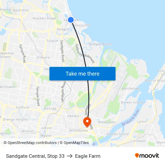 Sandgate Central, Stop 33 to Eagle Farm map