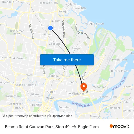 Beams Rd at Caravan Park, Stop 49 to Eagle Farm map