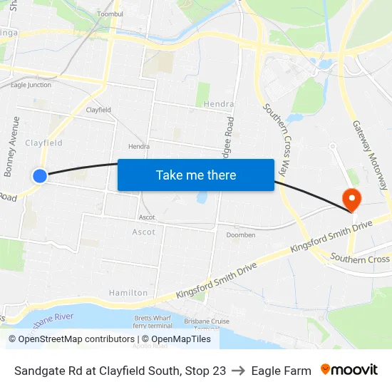 Sandgate Rd at Clayfield South, Stop 23 to Eagle Farm map