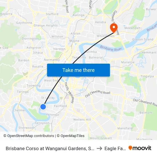 Brisbane Corso at Wanganui Gardens, Stop 35 to Eagle Farm map