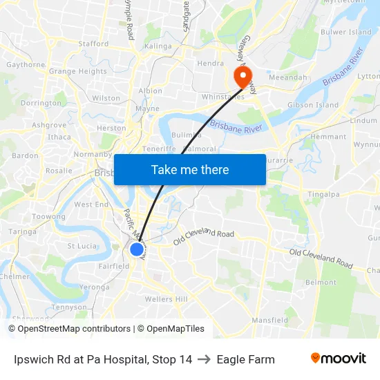 Ipswich Rd at Pa Hospital, Stop 14 to Eagle Farm map