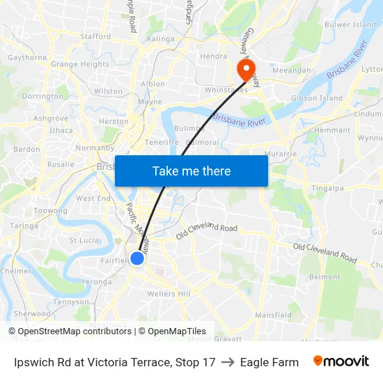 Ipswich Rd at Victoria Terrace, Stop 17 to Eagle Farm map