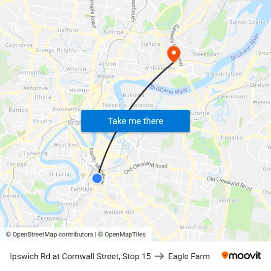 Ipswich Rd at Cornwall Street, Stop 15 to Eagle Farm map