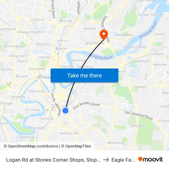 Logan Rd at Stones Corner Shops, Stop 17a to Eagle Farm map