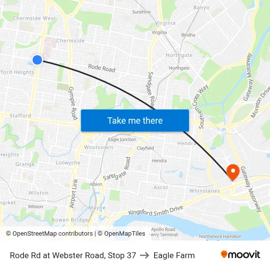 Rode Rd at Webster Road, Stop 37 to Eagle Farm map