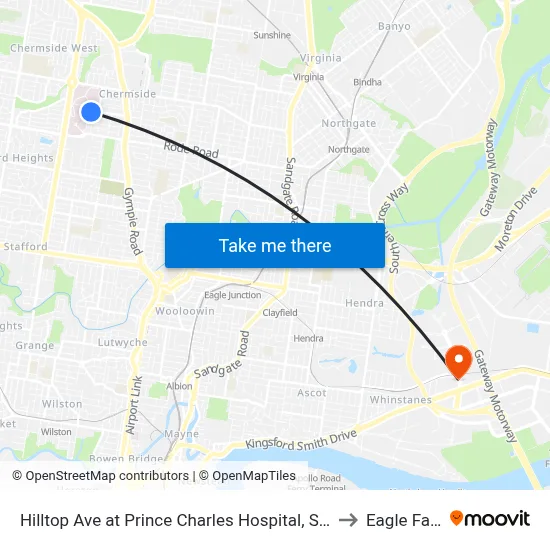 Hilltop Ave at Prince Charles Hospital, Stop 35 to Eagle Farm map