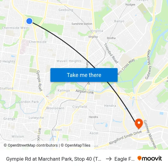 Gympie Rd at Marchant Park, Stop 40 (Temp Closure) to Eagle Farm map