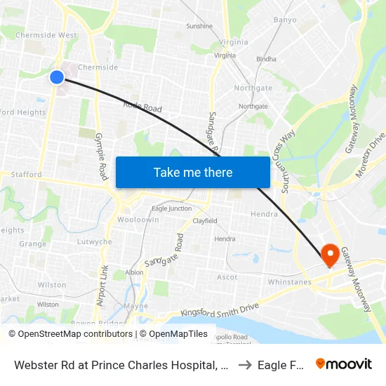Webster Rd at Prince Charles Hospital, Stop 38 to Eagle Farm map
