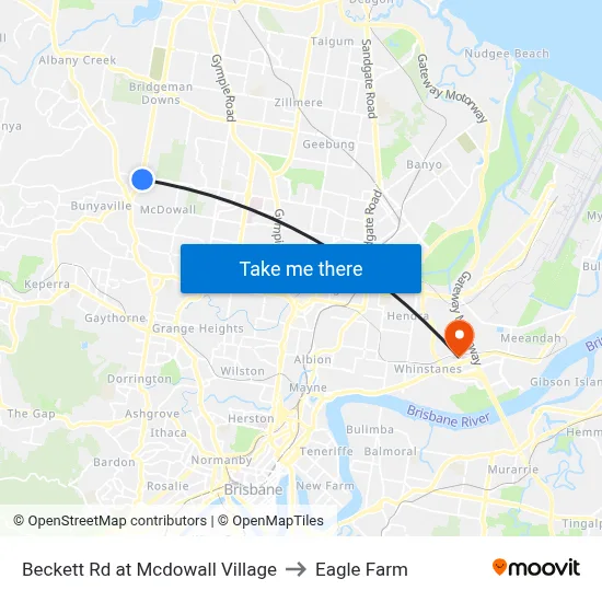 Beckett Rd at Mcdowall Village to Eagle Farm map