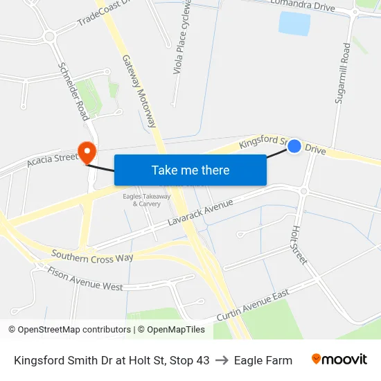 Kingsford Smith Dr at Holt St, Stop 43 to Eagle Farm map
