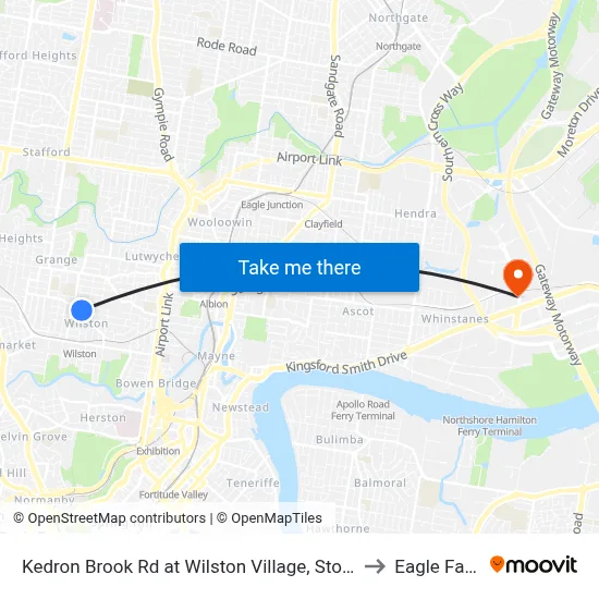 Kedron Brook Rd at Wilston Village, Stop 20 to Eagle Farm map