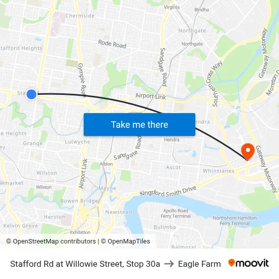 Stafford Rd at Willowie Street, Stop 30a to Eagle Farm map