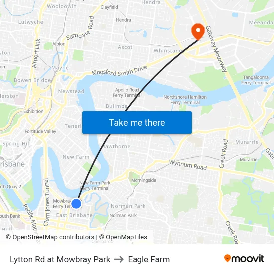 Lytton Rd at Mowbray Park to Eagle Farm map