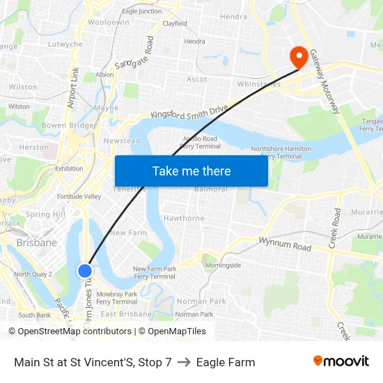 Main St at St Vincent'S, Stop 7 to Eagle Farm map
