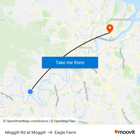 Moggill Rd at Moggill to Eagle Farm map