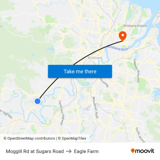 Moggill Rd at Sugars Road to Eagle Farm map