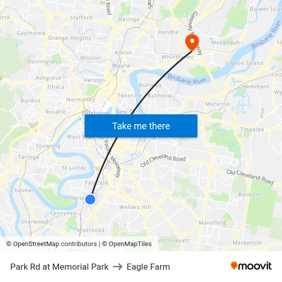 Park Rd at Memorial Park to Eagle Farm map